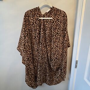 Leopard Print Open Poncho